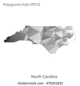 North Carolina state map in geometric polygonal style.Abstract gems triangle,modern design background. Vector illustration EPS10