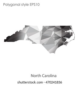 North Carolina state map in geometric polygonal style.Abstract gems triangle,modern design background. Vector illustration EPS10
