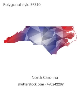 North Carolina state map in geometric polygonal style.Abstract gems triangle,modern design background. Vector illustration EPS10