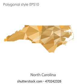 North Carolina state map in geometric polygonal style.Abstract gems triangle,modern design background. Vector illustration EPS10