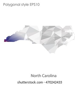 North Carolina state map in geometric polygonal style.Abstract gems triangle,modern design background. Vector illustration EPS10