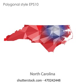 North Carolina state map in geometric polygonal style.Abstract gems triangle,modern design background. Vector illustration EPS10
