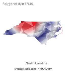 North Carolina state map in geometric polygonal style.Abstract gems triangle,modern design background. Vector illustration EPS10