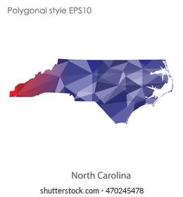 North Carolina state map in geometric polygonal style.Abstract gems triangle,modern design background. Vector illustration EPS10