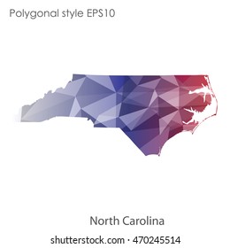 North Carolina state map in geometric polygonal style.Abstract gems triangle,modern design background. Vector illustration EPS10