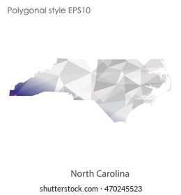 North Carolina state map in geometric polygonal style.Abstract gems triangle,modern design background. Vector illustration EPS10