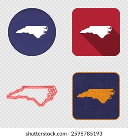 North Carolina State Map Icons Collection