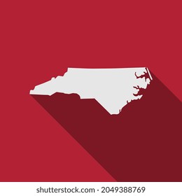 Mapa del estado de Carolina del Norte con sombra larga