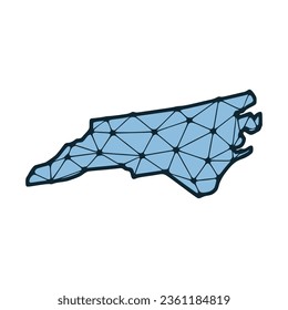 North Carolina Zustandskarte polygonale Illustration aus Linien und Punkten einzeln auf weißem Hintergrund. Low-Poly-Design in den USA