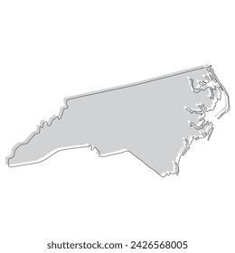 North Carolina state map. Map of the U.S. state of North Carolina.