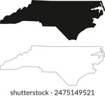 North Carolina State outline contour silhouette map