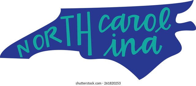 North Carolina State Outline And Hand-lettering