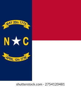 North Carolina state square flag. Part of The United States of America. Clean design for print, web, or educational use. Vector illustration.