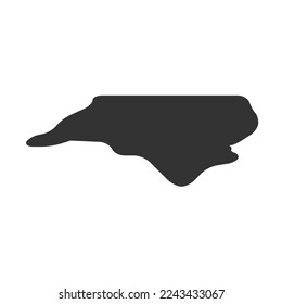 North Carolina state of United States of America, USA. Simplified thick black silhouette map with rounded corners. Simple flat vector illustration