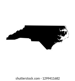 North Carolina, State Of USA - Solid Black Silhouette Map Of Country Area. Simple Flat Vector Illustration.