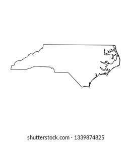 North Carolina, state of USA - solid black outline map of country area. Simple flat vector illustration.