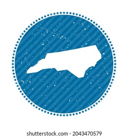 North Carolina striped retro travel sticker. Badge with map of US state, vector illustration. Can be used as insignia, logotype, label, sticker or badge of the North Carolina.