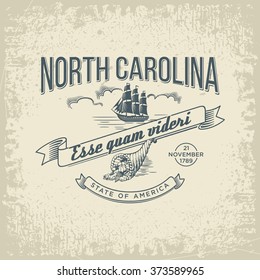North Carolina stylized emblem. To be and not to seem. White.