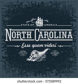 North Carolina stylized emblem of the state, To be and not to seem. Black.