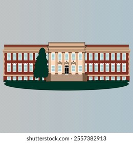 North Carolina A and T university main academic building architecture illustration vector art. american carolina graphical art for print on shirts and tees. 