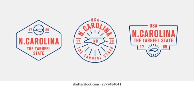 North Carolina - The Tar heel State. North Carolina state logo, label, poster. Vintage poster. Print for T-shirt, typography. Vector illustration