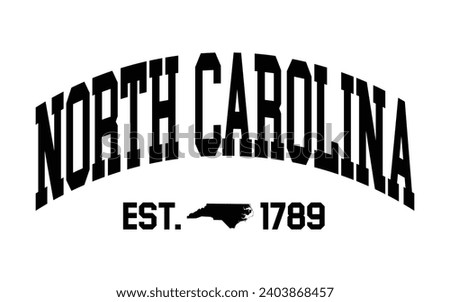 North Carolina typography design with map vector. Editable college t-shirt design printable text effect vector	