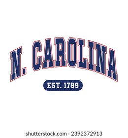 North Carolina typography design vector, usa state shirt design vector. Jersey design vector, T-shirt design for usa 