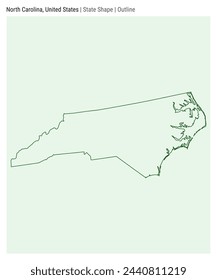 North Carolina, United States. Simple vector map. State shape. Outline style. Border of North Carolina. Vector illustration.