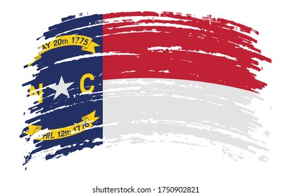 North Carolina US flag in grunge brush stroke, vector image