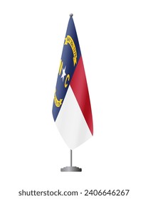 North Carolina US flag on flagpole for official meetings, transparent background, vector