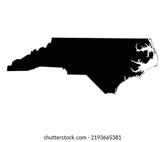 North Carolina US Map. NC USA State Map. Black and White North Carolinian State Border Boundary Line Outline Geography Territory Shape Vector Illustration EPS Clipart