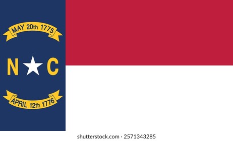 North Carolina US State Flag Vector Illustration