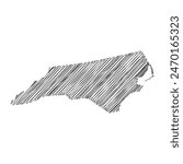 North Carolina US state thread map line vector illustration