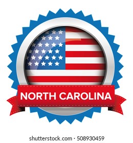 North Carolina and USA flag badge vector