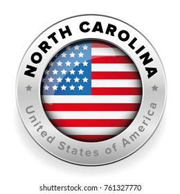 North Carolina Usa flag badge button vector