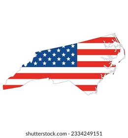 Carolina del Norte con bandera de los Estados Unidos. mapa de EE.UU. 