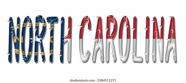 NORTH CAROLINA USA flag text font, 3D NORTH CAROLINA flag colorful background, NORTH CAROLINA flag vector illustration