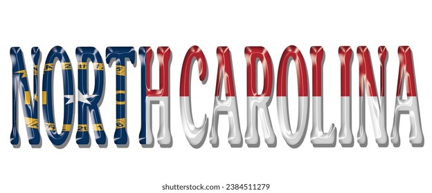 NORTH CAROLINA USA flag text font, 3D NORTH CAROLINA flag colorful background, NORTH CAROLINA flag vector illustration