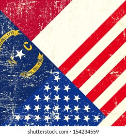 North Carolina and USA grunge Flag