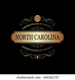 North Carolina USA State.Vintage frame.