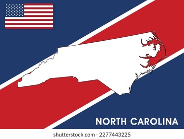 North Carolina - USA, United States of America Map vector template.  white color map on flag background for design, infographic - Vector illustration eps 10