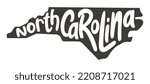 North Carolina. Vector silhouette state. Carolina map with text script. North carolina shape state map for poster, t-shirt, tee, souvenir. Vector outline Isolated illustratuon on a white background.