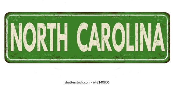 North Carolina vintage rusty metal sign on a white background, vector illustration