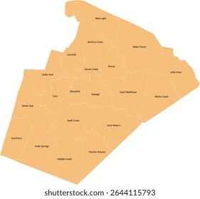 North Carolina Wake County Townships Map