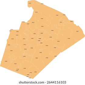 Mapa de Códigos postales en North Carolina Wake County