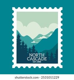 North Cascade Mountain Stamp Perfecto para ropa, pegatinas, etc