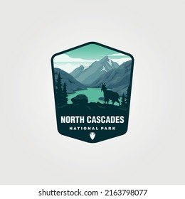 north cascades logo patch vector illustration design, us national park logo design