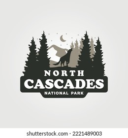 North Cascades Vintage Travel Logo Vector Illustration Design