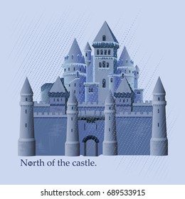 North of the castle. Vector image with the inscription. Print design, logo, sticker, poster.