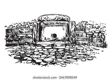 The north caucasus dolmen on white background,vector illustration. 